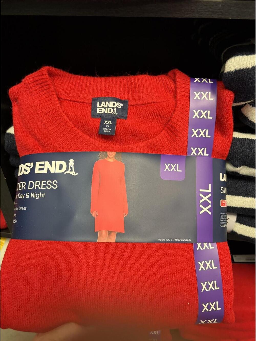Lands End RED Sweater Dress Size Extra Extra Large
